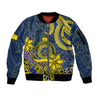 Personalised Niue Peniamina Gospel Day Sleeve Zip Bomber Jacket Unique Niean Hiapo LT14 Unisex Blue - Polynesian Pride