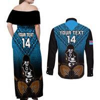 Custom Fiji Tapa Rugby Couples Matching Off Shoulder Maxi Dress and Long Sleeve Button Shirts Pacific 2023 Go Fijian Bati LT14 - Polynesian Pride