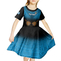 Custom Fiji Tapa Rugby Kid Short Sleeve Dress Pacific 2023 Go Fijian Bati LT14 - Polynesian Pride