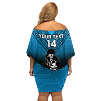 Custom Fiji Tapa Rugby Off Shoulder Short Dress Pacific 2023 Go Fijian Bati LT14 - Polynesian Pride