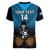 Custom Fiji Tapa Rugby Women V Neck T Shirt Pacific 2023 Go Fijian Bati LT14 - Polynesian Pride