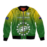 Custom Cook Islands Rugby Bomber Jacket Pacific 2023 Go The Kukis LT14 Unisex Green - Polynesian Pride