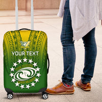 Custom Cook Islands Rugby Luggage Cover Pacific 2023 Go The Kukis LT14 Green - Polynesian Pride