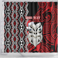 Personalised New Zealand Christmas Shower Curtain Meri Kirihimete Maori Wheku - Taniko Art