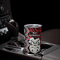 Personalised New Zealand Christmas Tumbler Cup Meri Kirihimete Maori Wheku - Taniko Art