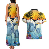 Aloha Hawaii Dolphins Couples Matching Tank Maxi Dress and Hawaiian Shirt Heart Of The Ocean Tropical Summer Vibes LT14 - Polynesian Pride