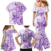 Polynesia Dolphins Family Matching Mermaid Dress and Hawaiian Shirt Valentine Day Floral Polynesian - Vintage Purple LT14 - Polynesian Pride