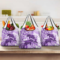 Polynesia Dolphins Grocery Bag Valentine Day Floral Polynesian - Vintage Purple