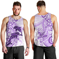 Polynesia Dolphins Men Tank Top Valentine Day Floral Polynesian - Vintage Purple LT14 - Polynesian Pride