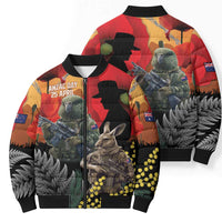 New Zealand and Australia ANZAC Day Bomber Puffer Jacket Sliver Fern Kakapo With Golden Wattle Kangaroo - Polynesian Pride