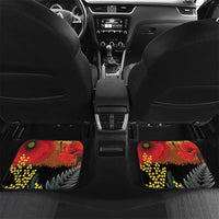New Zealand and Australia ANZAC Day Car Mats Sliver Fern Kakapo With Golden Wattle Kangaroo