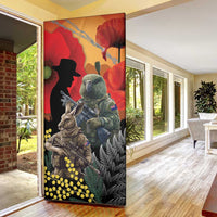 New Zealand and Australia ANZAC Day Door Cover Sliver Fern Kakapo With Golden Wattle Kangaroo - Polynesian Pride
