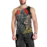 New Zealand and Australia ANZAC Day Men Tank Top Sliver Fern Kakapo With Golden Wattle Kangaroo