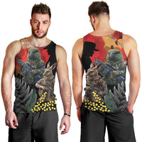 New Zealand and Australia ANZAC Day Men Tank Top Sliver Fern Kakapo With Golden Wattle Kangaroo
