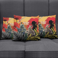New Zealand and Australia ANZAC Day Pillow Cover Sliver Fern Kakapo With Golden Wattle Kangaroo - Polynesian Pride
