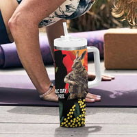 New Zealand and Australia ANZAC Day Tumbler With Handle Sliver Fern Kakapo With Golden Wattle Kangaroo