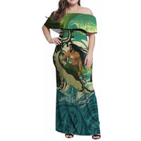 Aotearoa Tangaroa Atua Family Matching Off Shoulder Maxi Dress and Hawaiian Shirt New Zealand God Of The Ocean