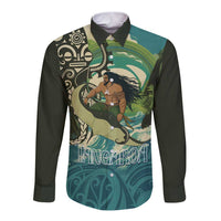 Aotearoa Tangaroa Atua Long Sleeve Button Shirt New Zealand God Of The Ocean