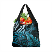 New Zealand Lizard Grocery Bag Silver Fern Aotearoa Maori Blue Version