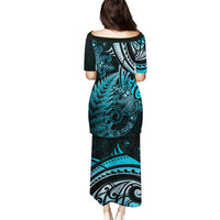 New Zealand Lizard Puletasi Silver Fern Aotearoa Maori Blue Version LT14 - Polynesian Pride