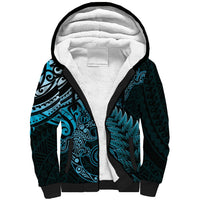 New Zealand Lizard Sherpa Hoodie Silver Fern Aotearoa Maori Blue Version LT14 Unisex Blue - Polynesian Pride