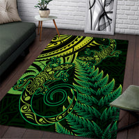 New Zealand Lizard Area Rug Silver Fern Aotearoa Maori Green Version LT14 Green - Polynesian Pride