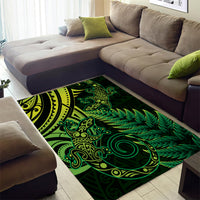 New Zealand Lizard Area Rug Silver Fern Aotearoa Maori Green Version LT14 - Polynesian Pride