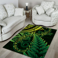 New Zealand Lizard Area Rug Silver Fern Aotearoa Maori Green Version LT14 - Polynesian Pride