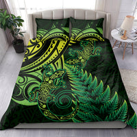 New Zealand Lizard Bedding Set Silver Fern Aotearoa Maori Green Version