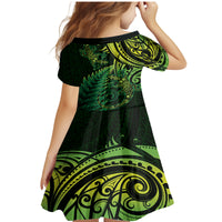 New Zealand Lizard Family Matching Mermaid Dress and Hawaiian Shirt Silver Fern Aotearoa Maori Green Version