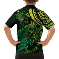 New Zealand Lizard Family Matching Tank Maxi Dress and Hawaiian Shirt Silver Fern Aotearoa Maori Green Version