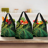 New Zealand Lizard Grocery Bag Silver Fern Aotearoa Maori Green Version