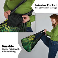 New Zealand Lizard Grocery Bag Silver Fern Aotearoa Maori Green Version