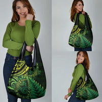New Zealand Lizard Grocery Bag Silver Fern Aotearoa Maori Green Version