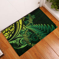 New Zealand Lizard Rubber Doormat Silver Fern Aotearoa Maori Green Version