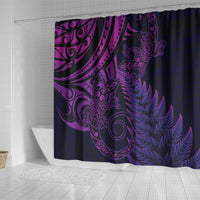 New Zealand Lizard Shower Curtain Silver Fern Aotearoa Maori Purple Version