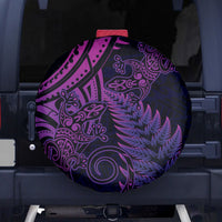 New Zealand Lizard Spare Tire Cover Silver Fern Aotearoa Maori Purple Version