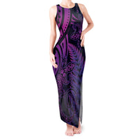 New Zealand Lizard Tank Maxi Dress Silver Fern Aotearoa Maori Purple Version LT14 Women Purple - Polynesian Pride
