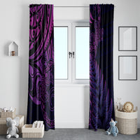 New Zealand Lizard Window Curtain Silver Fern Aotearoa Maori Purple Version