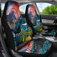 Personalised United States And New Zealand Car Seat Cover USA Eagle With Kowhai Aotearoa Tui Bird