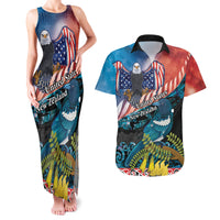 Personalised United States And New Zealand Couples Matching Tank Maxi Dress and Hawaiian Shirt USA Eagle With Kowhai Aotearoa Tui Bird