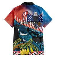 Personalised United States And New Zealand Hawaiian Shirt USA Eagle With Kowhai Aotearoa Tui Bird LT14 - Polynesian Pride