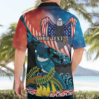 Personalised United States And New Zealand Hawaiian Shirt USA Eagle With Kowhai Aotearoa Tui Bird LT14 - Polynesian Pride