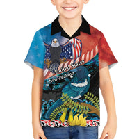 Personalised United States And New Zealand Hawaiian Shirt USA Eagle With Kowhai Aotearoa Tui Bird LT14 - Polynesian Pride