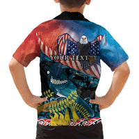 Personalised United States And New Zealand Hawaiian Shirt USA Eagle With Kowhai Aotearoa Tui Bird LT14 - Polynesian Pride