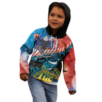 Personalised United States And New Zealand Kid Hoodie USA Eagle With Kowhai Aotearoa Tui Bird
