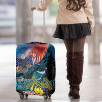 Personalised United States And New Zealand Luggage Cover USA Eagle With Kowhai Aotearoa Tui Bird