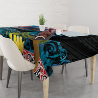 Personalised United States And New Zealand Tablecloth USA Eagle With Kowhai Aotearoa Tui Bird LT14 - Polynesian Pride