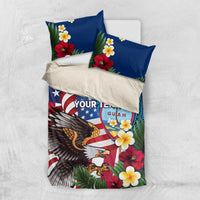 Personalised United States And Guam Bedding Set USA Eagle With Guahan Seal Tropical Vibes