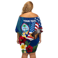 Personalised United States And Guam Off Shoulder Short Dress USA Eagle With Guahan Seal Tropical Vibes LT14 - Polynesian Pride